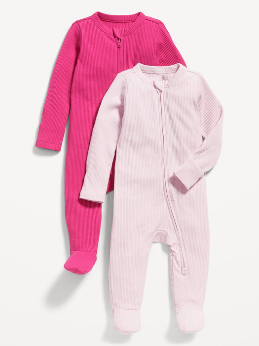 Unisex Sleep & Play 2-Way-Zip Footed One-Piece 2-Pack for Baby