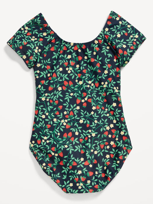 Center-Front Cutout One-Piece Swimsuit for Girls