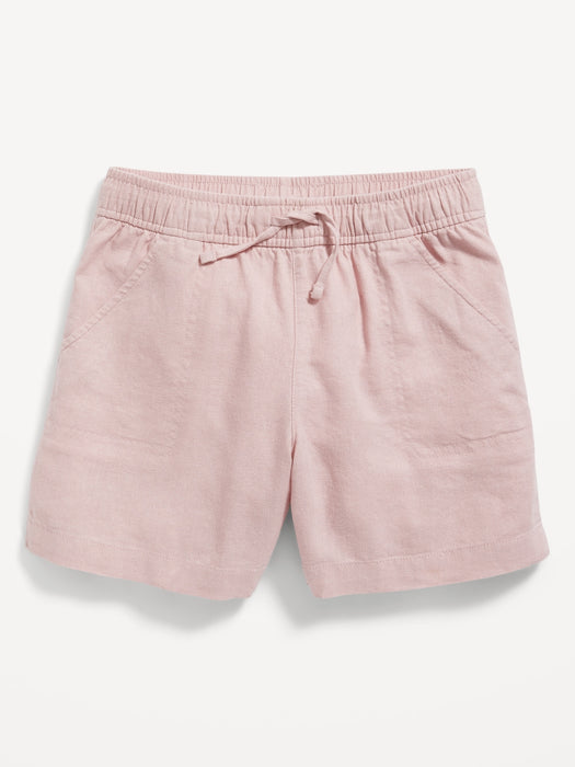 Solid Linen-Blend Drawstring Midi Shorts for Girls