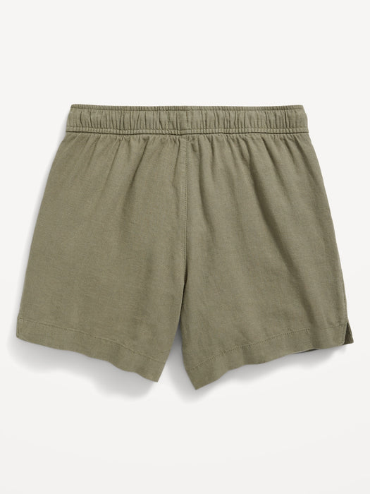 Solid Linen-Blend Drawstring Midi Shorts for Girls