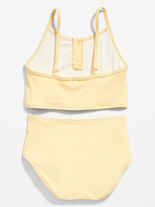 Rib-Knit Henley Tankini Swim Set for Girls