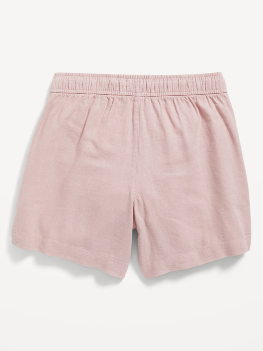 Solid Linen-Blend Drawstring Midi Shorts for Girls
