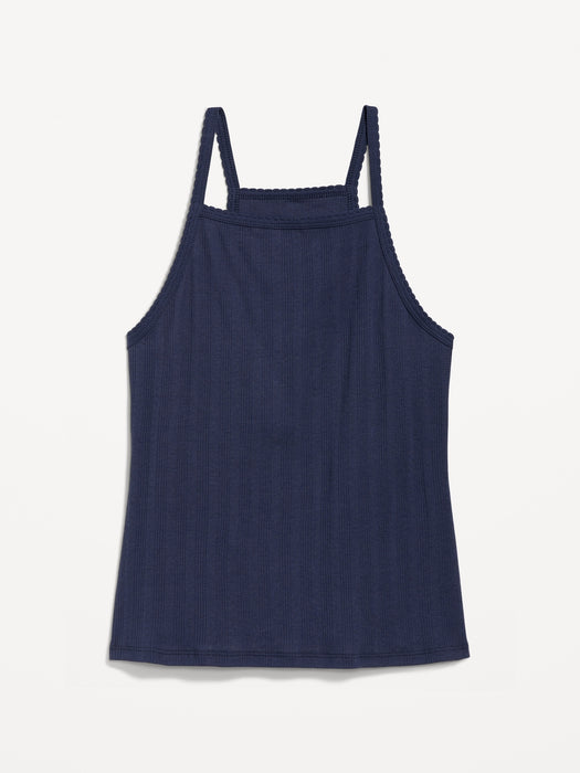 Scallop-Trimmed Pointelle-Knit Cami Top for Women
