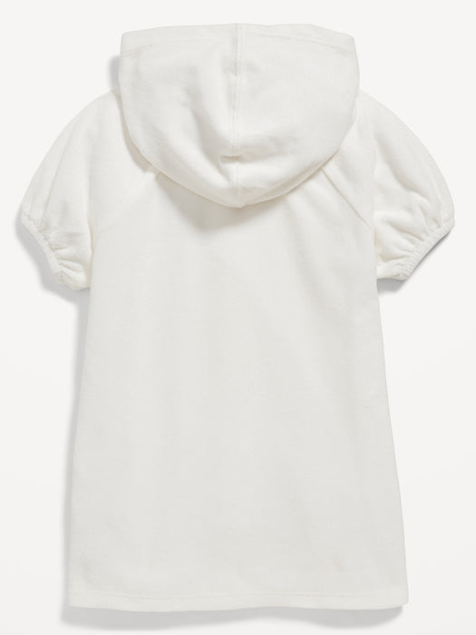 Puff Sleeve Hooded Swim Cover-Up Dress for Toddler Girls