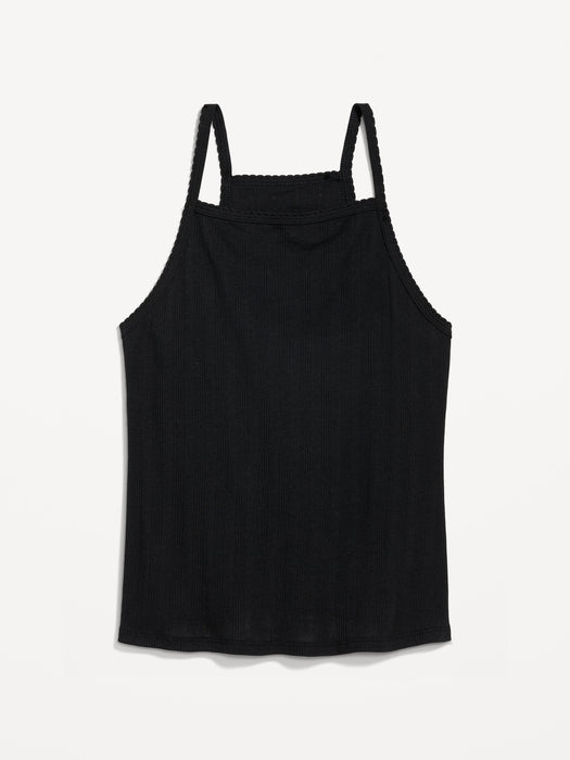 Scallop-Trimmed Pointelle-Knit Cami Top for Women
