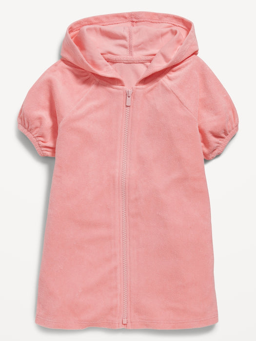Puff Sleeve Hooded Swim Cover-Up Dress for Toddler Girls