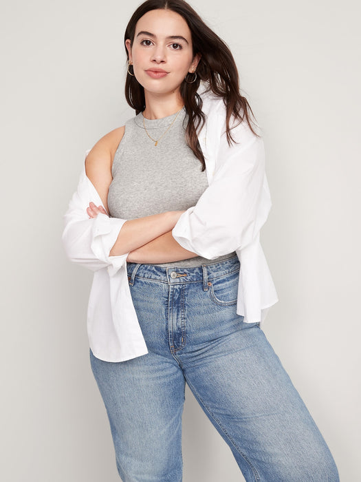 Snug Rib-Knit Crop Tank Top