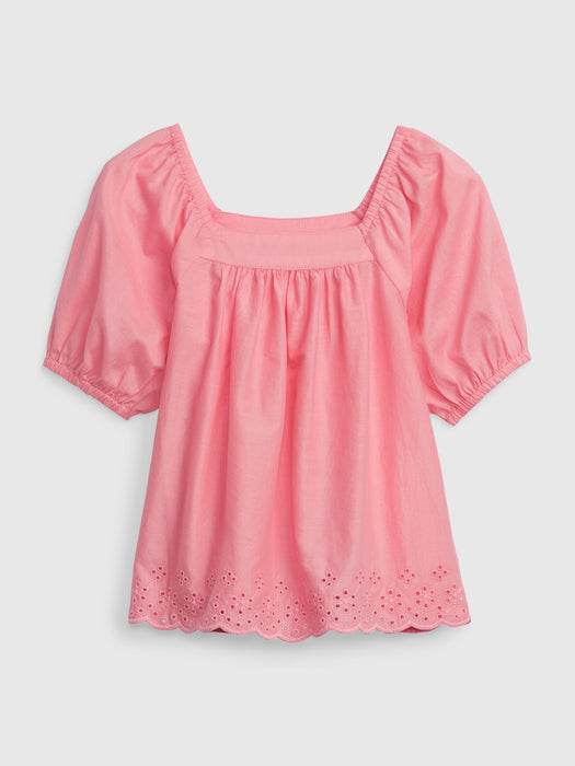 Toddler Puff Sleeve Eyelet Top