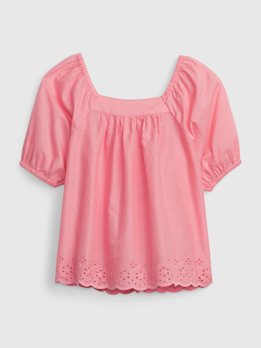 Toddler Puff Sleeve Eyelet Top