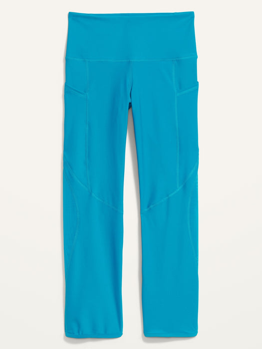 High-Waisted PowerSoft Mesh-Paneled Cropped Leggings for Women