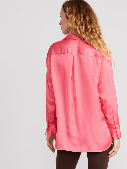 Satin Boyfriend Shirt for Women