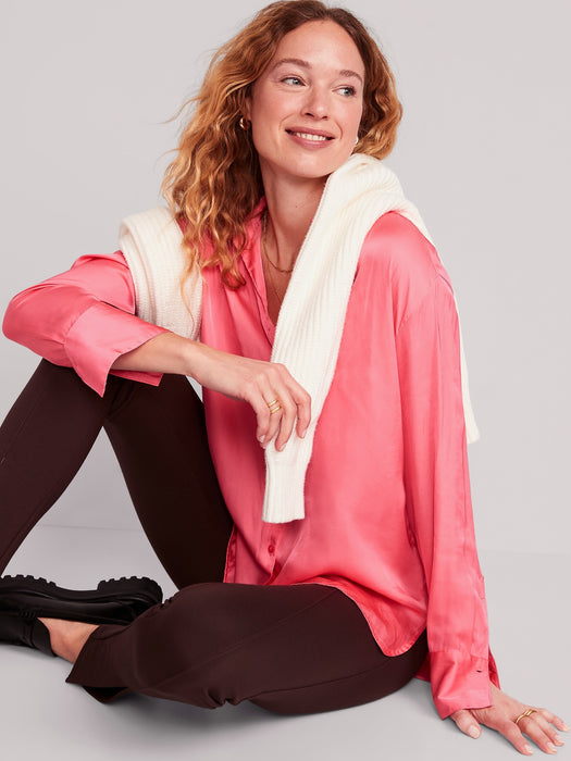 Satin Boyfriend Shirt for Women