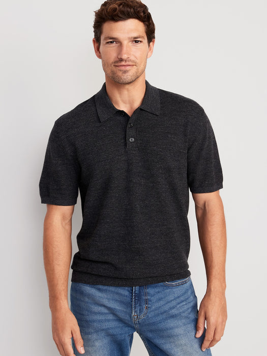 Short-Sleeve Polo Pullover Sweater for Men