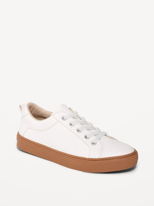 Gender-Neutral Elastic-Lace Faux-Leather Sneakers for Kids