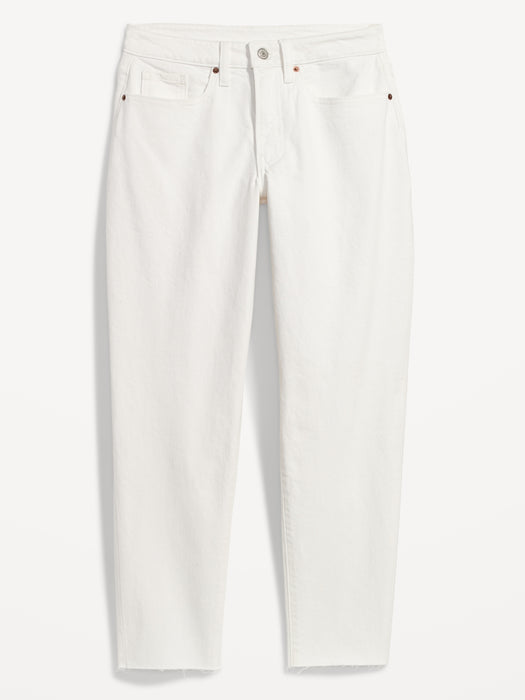 High-Waisted OG Straight White-Wash Cut-Off Ankle Jeans for Women