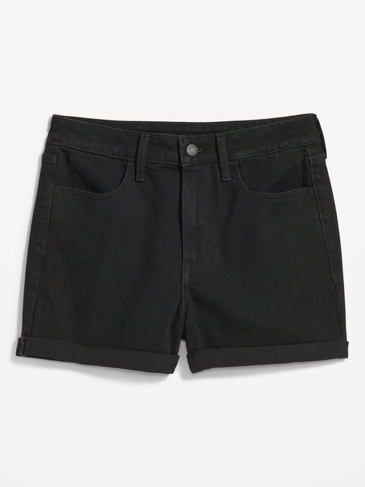 High-Waisted Wow Black-Wash Jean Shorts for Women