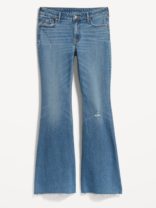 Mid-Rise Cut-Off Super-Flare Jeans for Women