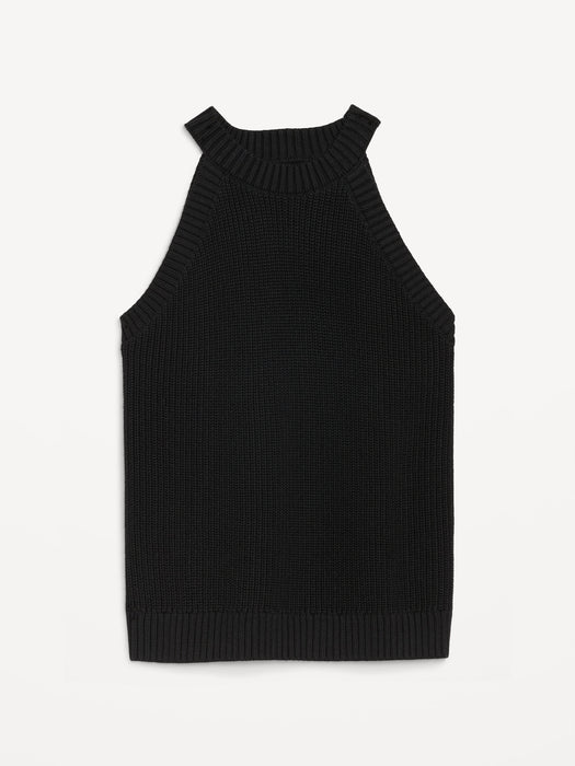 Sleeveless Cropped Shaker-Stitch Sweater for Women