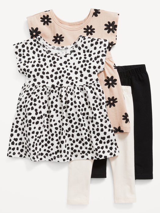 Short-Sleeve Dress & Leggings 4-Pack for Baby