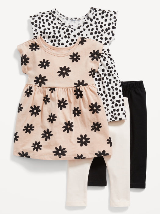Short-Sleeve Dress & Leggings 4-Pack for Baby