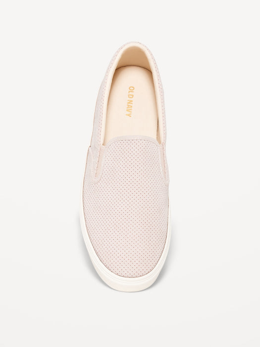Perforated Faux-Suede Slip-On Sneakers for Women