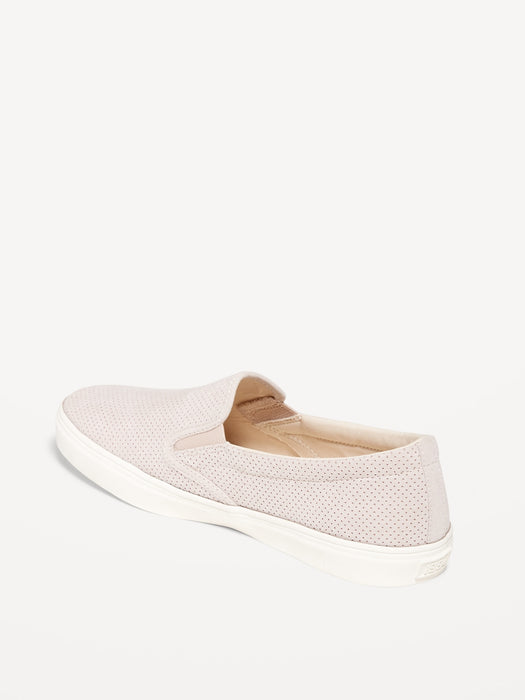 Perforated Faux-Suede Slip-On Sneakers for Women