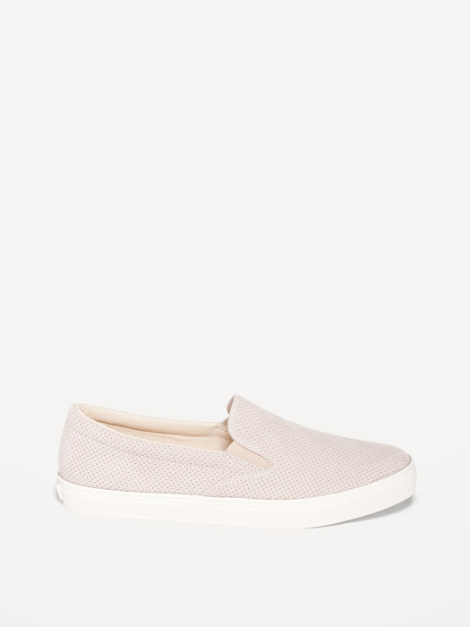 Perforated Faux-Suede Slip-On Sneakers for Women