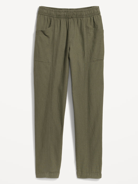 High-Waisted Cropped Linen-Blend Tapered Pants for Women