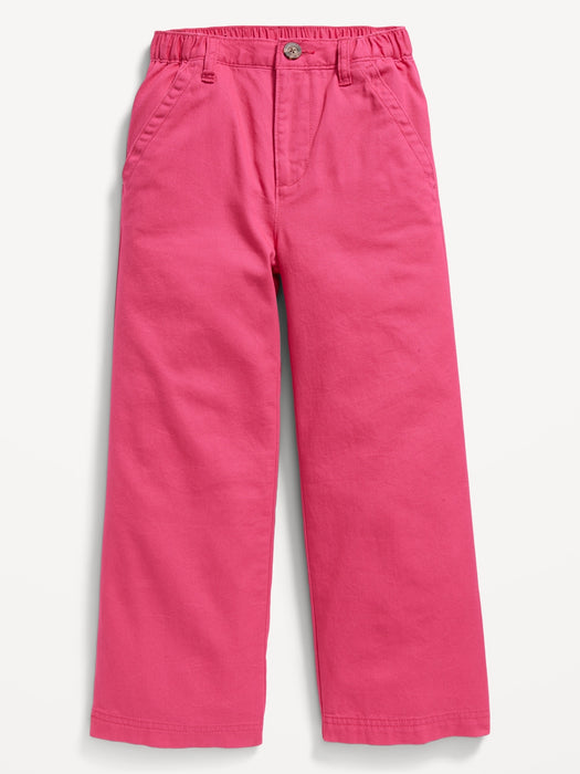 High-Waisted Wide-Leg Chino Utility Pants for Girls
