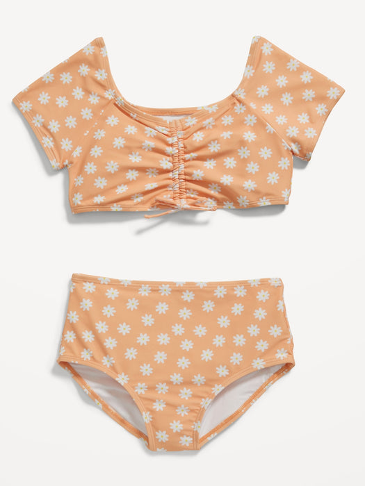 Patterned Ruched Bikini Swim Set for Girls