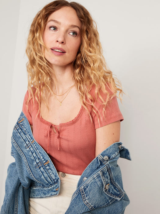 Pointelle-Knit Top for Women