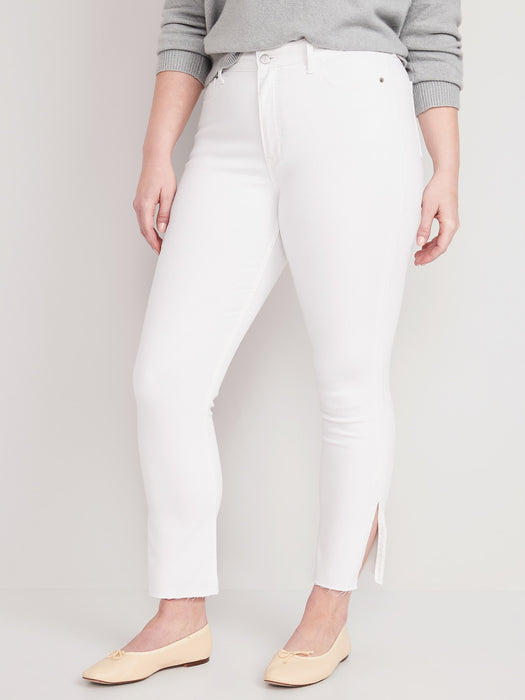Extra High-Waisted Rockstar 360° Stretch Super-Skinny White Side-Split Jeans for Women