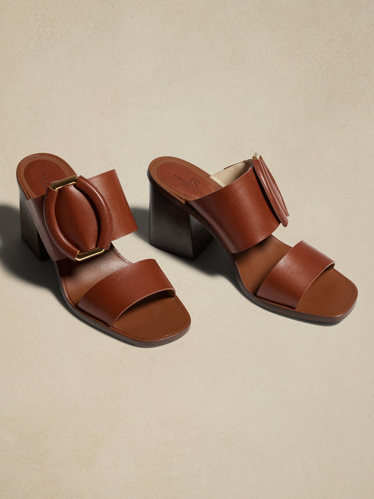 Ravello Leather Mid-Heel Sandal