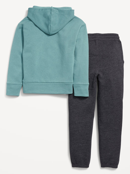 Gender-Neutral Pullover Hoodie & Jogger Sweatpants Set for Kids