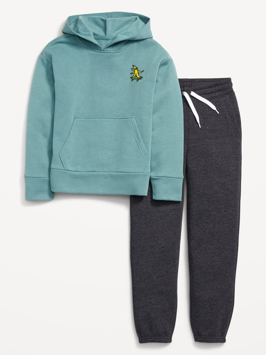 Gender-Neutral Pullover Hoodie & Jogger Sweatpants Set for Kids