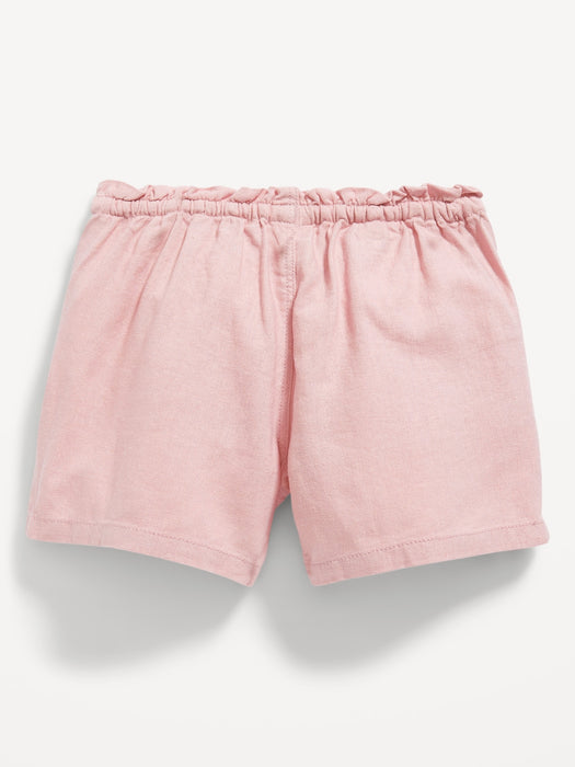 Functional Drawstring Linen-Blend Pull-On Shorts for Toddler Girls