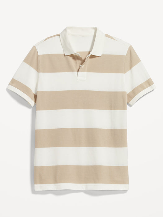 Rugby-Stripe Classic Fit Pique Polo for Men