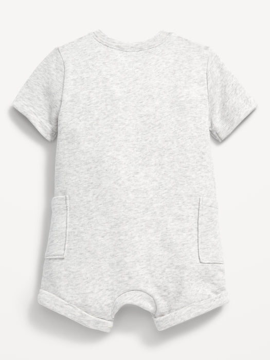 Unisex Logo-Graphic Henley Pocket Romper for Baby