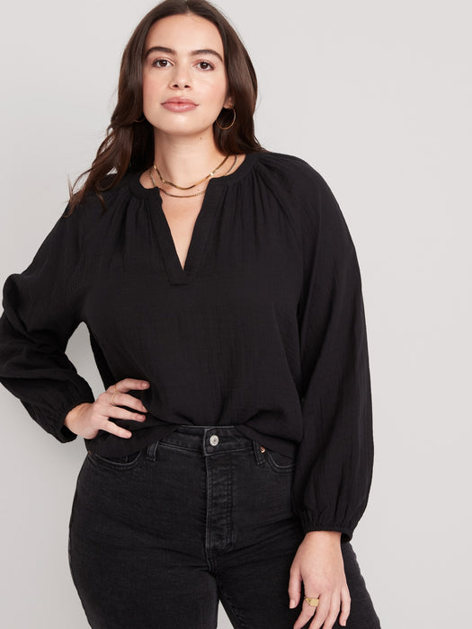 Split-Neck Blouse