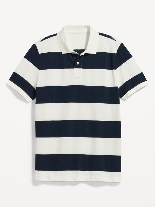 Rugby-Stripe Classic Fit Pique Polo for Men