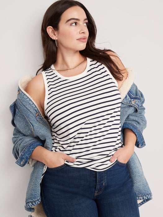 Sleeveless Luxe Striped T-Shirt for Women
