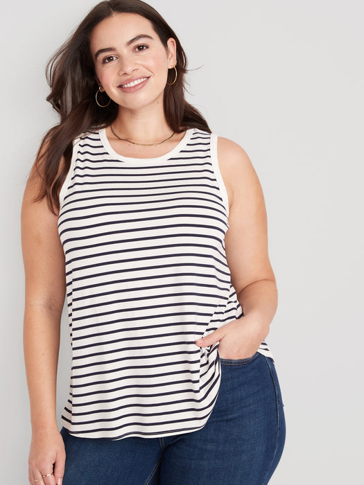 Sleeveless Luxe Striped T-Shirt for Women