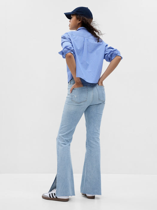 High Rise Split-Hem '70s Flare Jeans