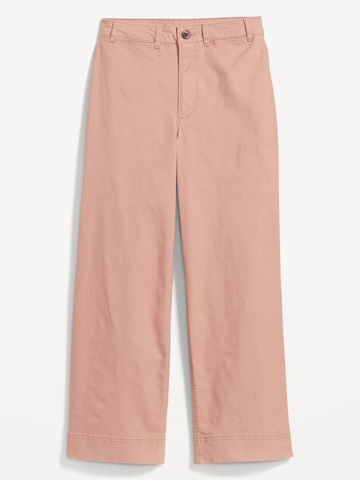 High-Waisted Cropped Wide-Leg Chino Pants for Women