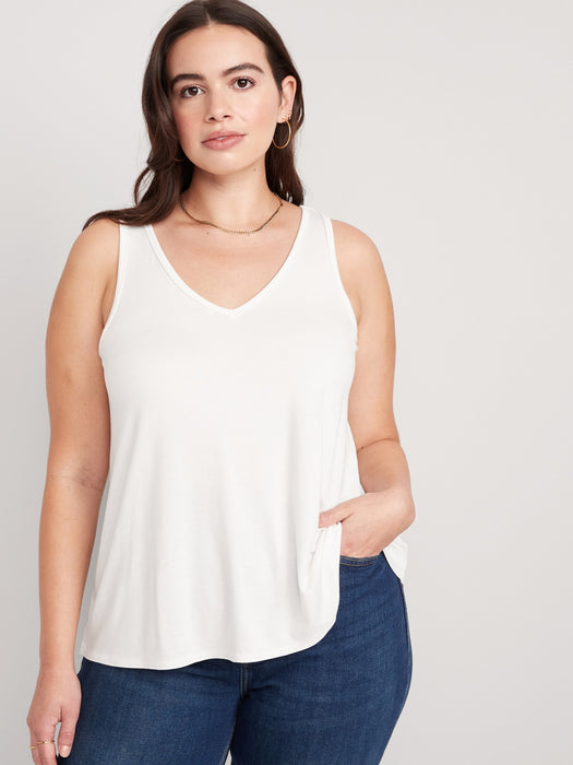 Sleeveless Luxe V-Neck Swing T-Shirt for Women