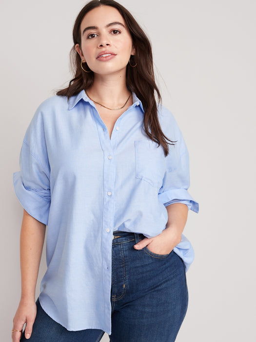 Oversized Button-Down Boyfriend Shirt