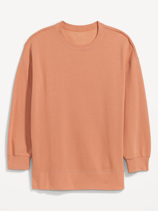 Oversized Boyfriend Garment-Dyed Tunic Sweatshirt for Women