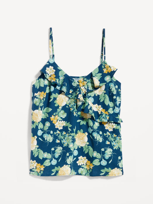 Printed Ruffled Wrap-Effect Cami Blouse for Women