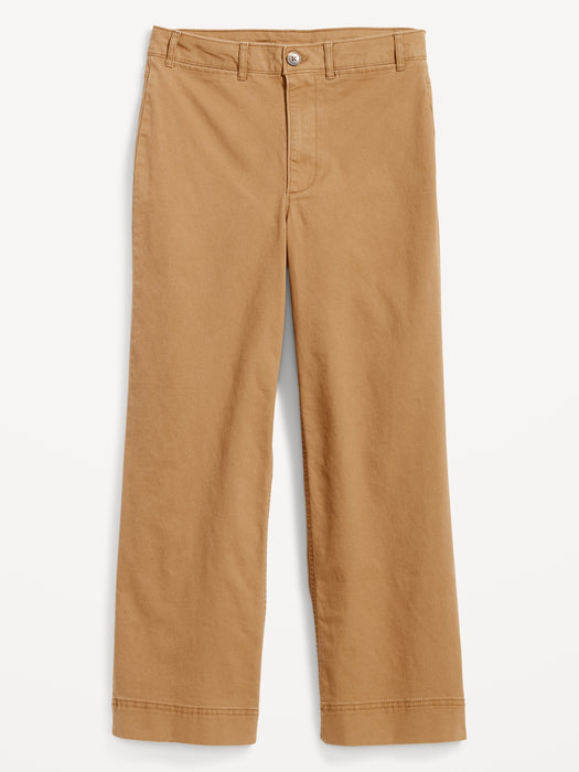 High-Waisted Wide-Leg Cropped Chino Pants for Women