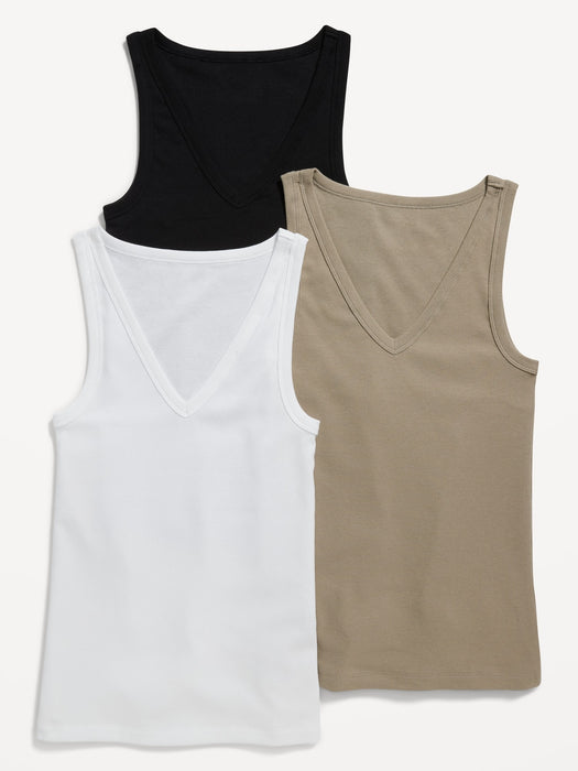 Slim-Fit First Layer Rib-Knit Tank Top 3-Pack for Women
